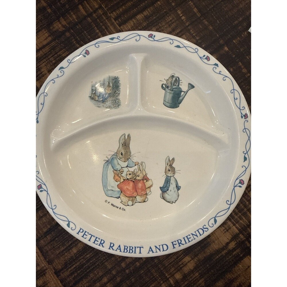 Vintage Peter Rabbit and Friends Toddler Child Melamine Divided Plate by EDEN